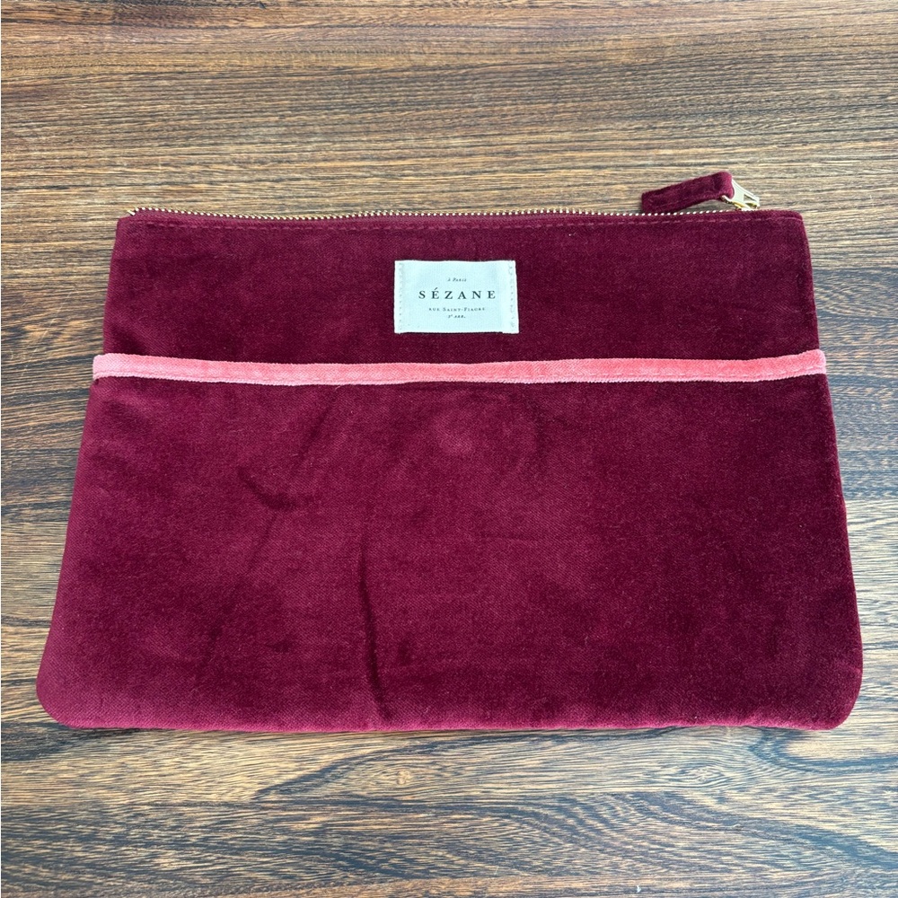 Sézane Burgundy Velvet pouch